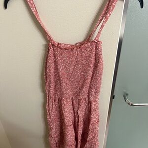 Hollister Coral Floral Smocked Top